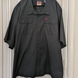 Wrangler Men's Black Work Shirt Button Up Sz 5XL